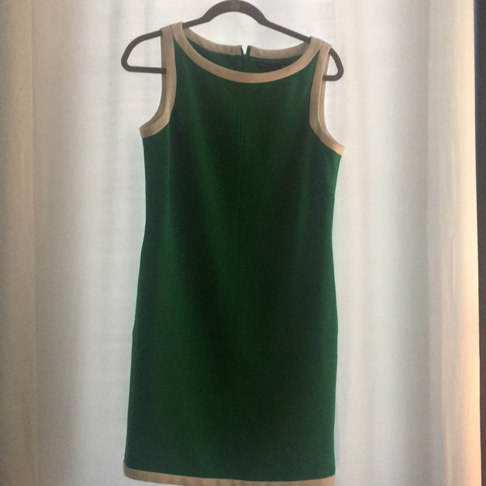 Green dress with white trim